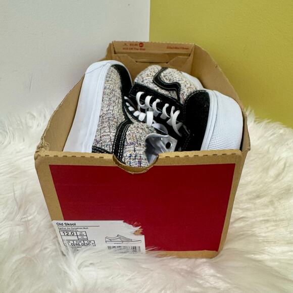 VANS 2024 Old Skool Pride Rainbow Tweed Sparkle Black Denim Shoes Mens Sz 12 - Picture 11 of 13